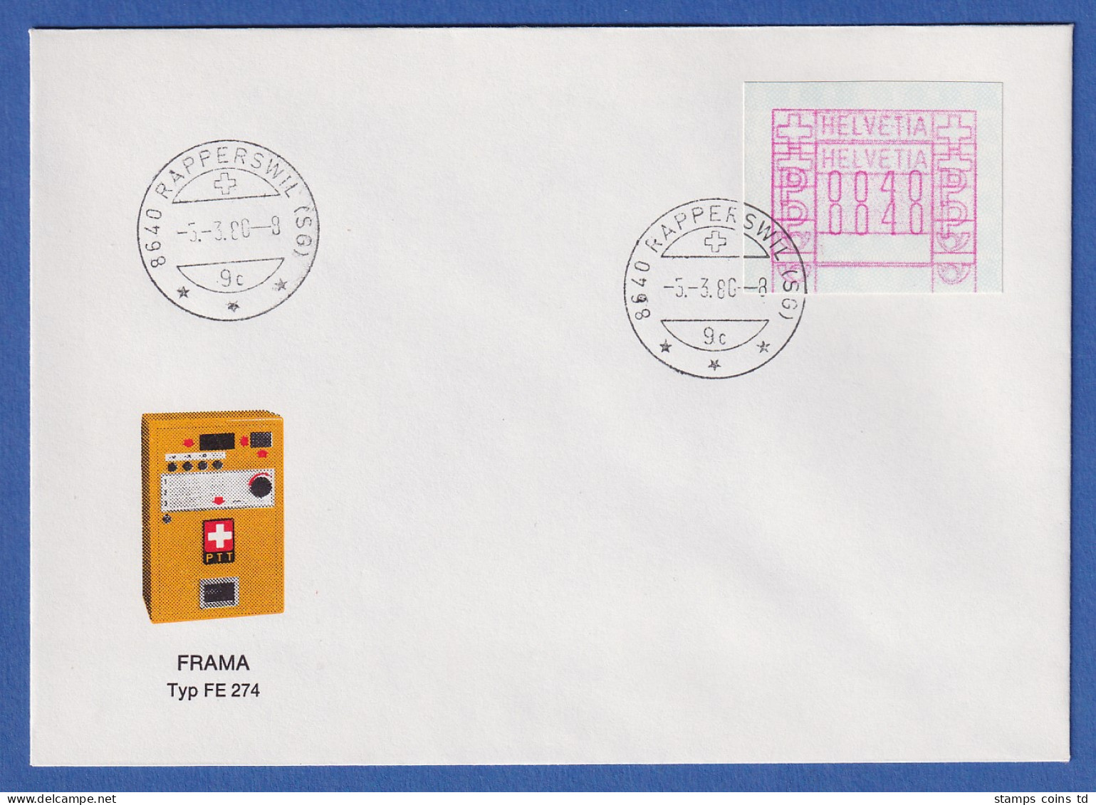 Schweiz FRAMA-ATM Mi-Nr 3.1a Schöner Doppeldruck 2x Wert 0040 Auf Umschlag  - Automatic Stamps