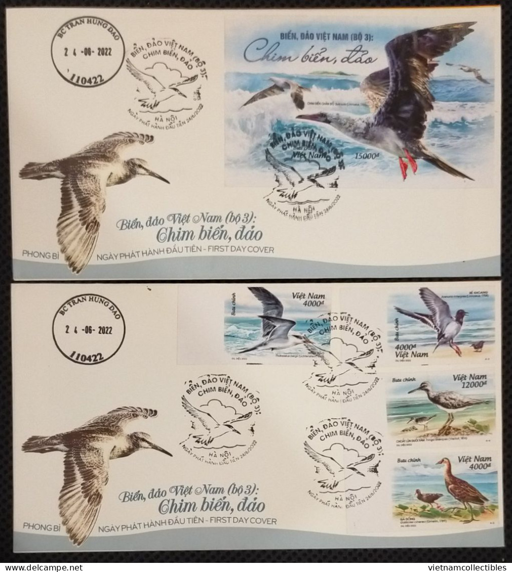 FDC Vietnam Viet Nam With Imperf Stamps & Souvenir Sheet 2022 : Vietnamese Coastal & Island Bird (Ms1159) / 02 Photos - Viêt-Nam
