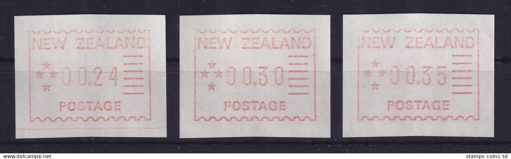 Neuseeland Frama-ATM 1. Ausgabe 1984 Mi.-Nr. 1 Tastensatz 3 Werte 24-30-35 ** - Verzamelingen & Reeksen