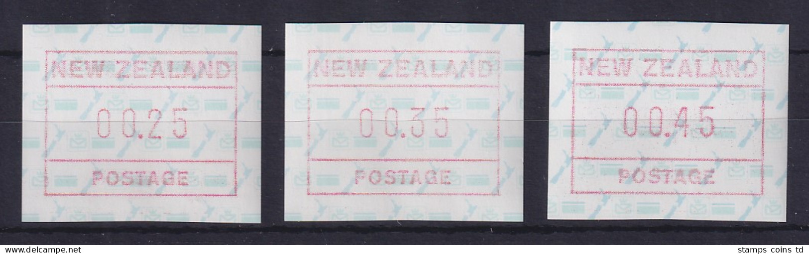 Neuseeland Frama-ATM 2. Ausg. 1986 Mi.-Nr. 2c Satz 25-35-45 ** - Collezioni & Lotti