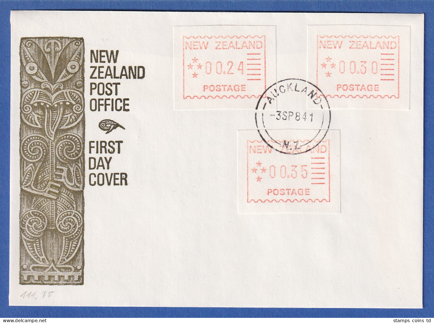 Neuseeland Frama-ATM 1. Ausgabe 1984 Mi.-Nr. 1 Tastensatz 3 Werte 24-30-35 FDC - Collections, Lots & Séries