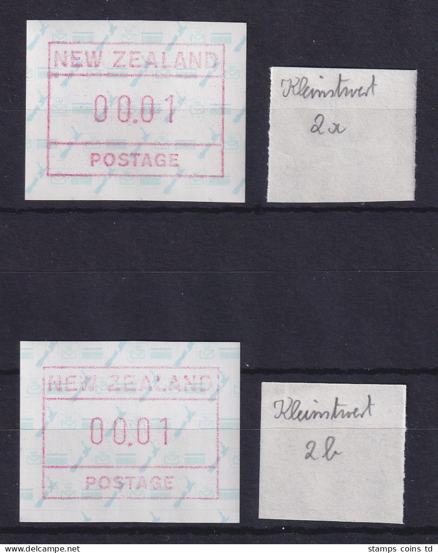 Neuseeland Frama-ATM 2. Ausg. 1986 Zifferntype 2a Und 2b Je Kleinwert ** - Verzamelingen & Reeksen