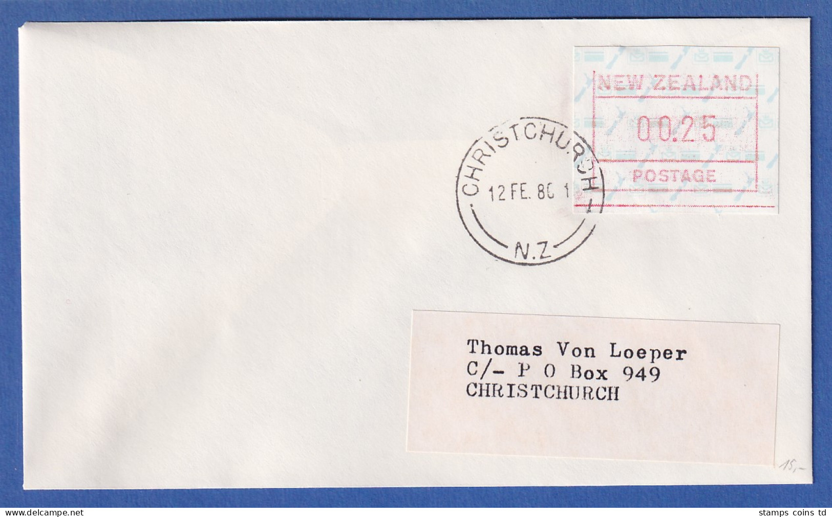Neuseeland Frama-ATM 2. Ausg. 1986 Mi-Nr. 2b Wert 00,25 Auf FDC - Verzamelingen & Reeksen