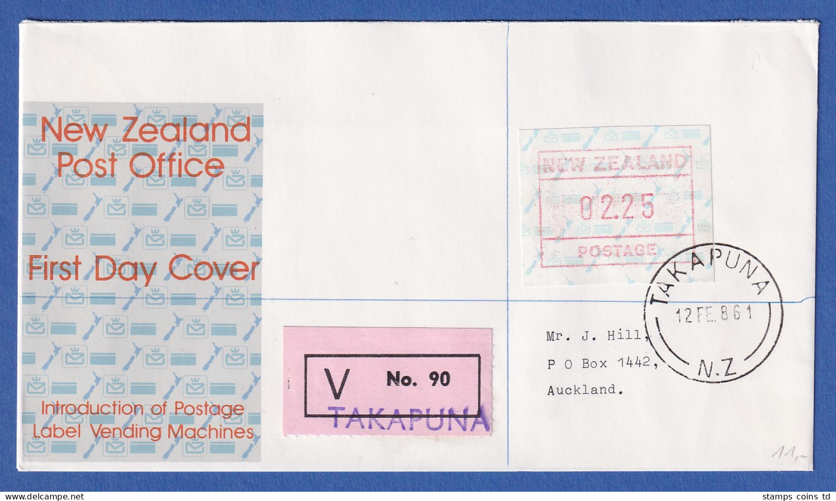 Neuseeland Frama-ATM 2. Ausg. 1986 Wert 02,25 Auf Lp-V-FDC, O Takapuna  - Lots & Serien