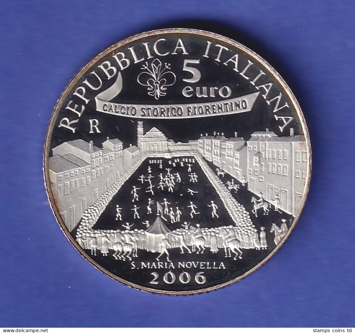 Italien Silbermünze 5 Euro Fußball-Weltmeisterschaft 2006 PP - Altri – America