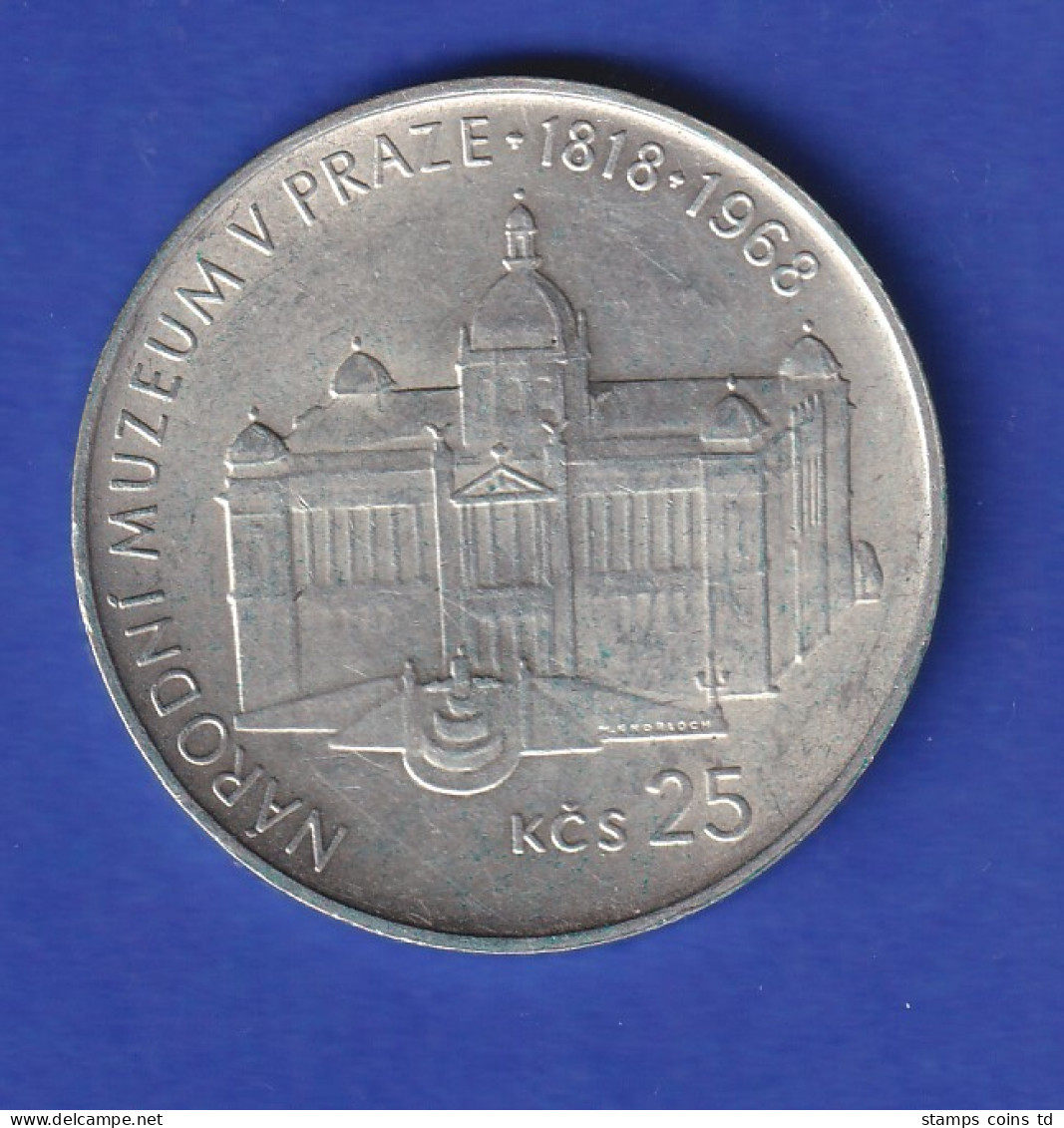 Tschechoslowakei Silbermünze 1968 150 Jahre Nationalmuseum Prag 25 Kronen  - Otros – Europa