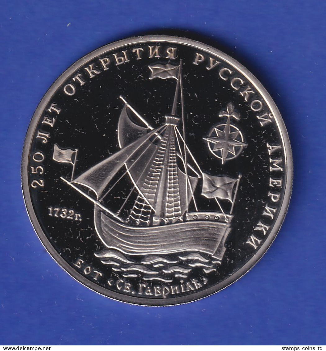 Russland Gedenkmedaille 250 Jahre Russ.-Amerikan. Austausch Boot St. Gawril PP - Rusia