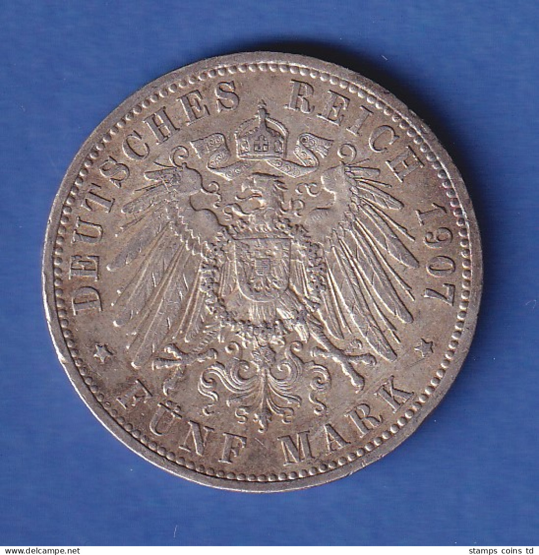 Dt. Kaiserreich Preußen Wilhelm II. Silbermünze 5 Mark 1907 A Ss-vz - Sonstige & Ohne Zuordnung