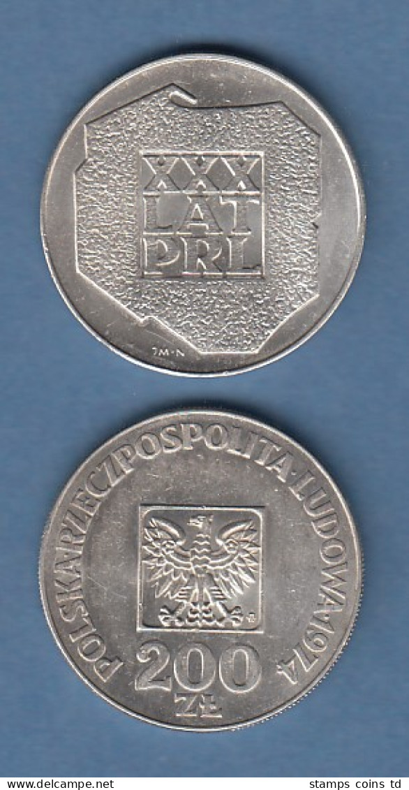 Polen / Polska 1974 Silbermünze 200 Zloty,  30 Jahre Volksrepublik - Polonia