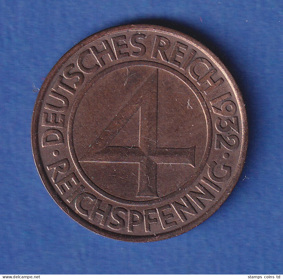 Deutsches Reich Kursmünze 4 Reichspfennig 1932 A - Autres & Non Classés