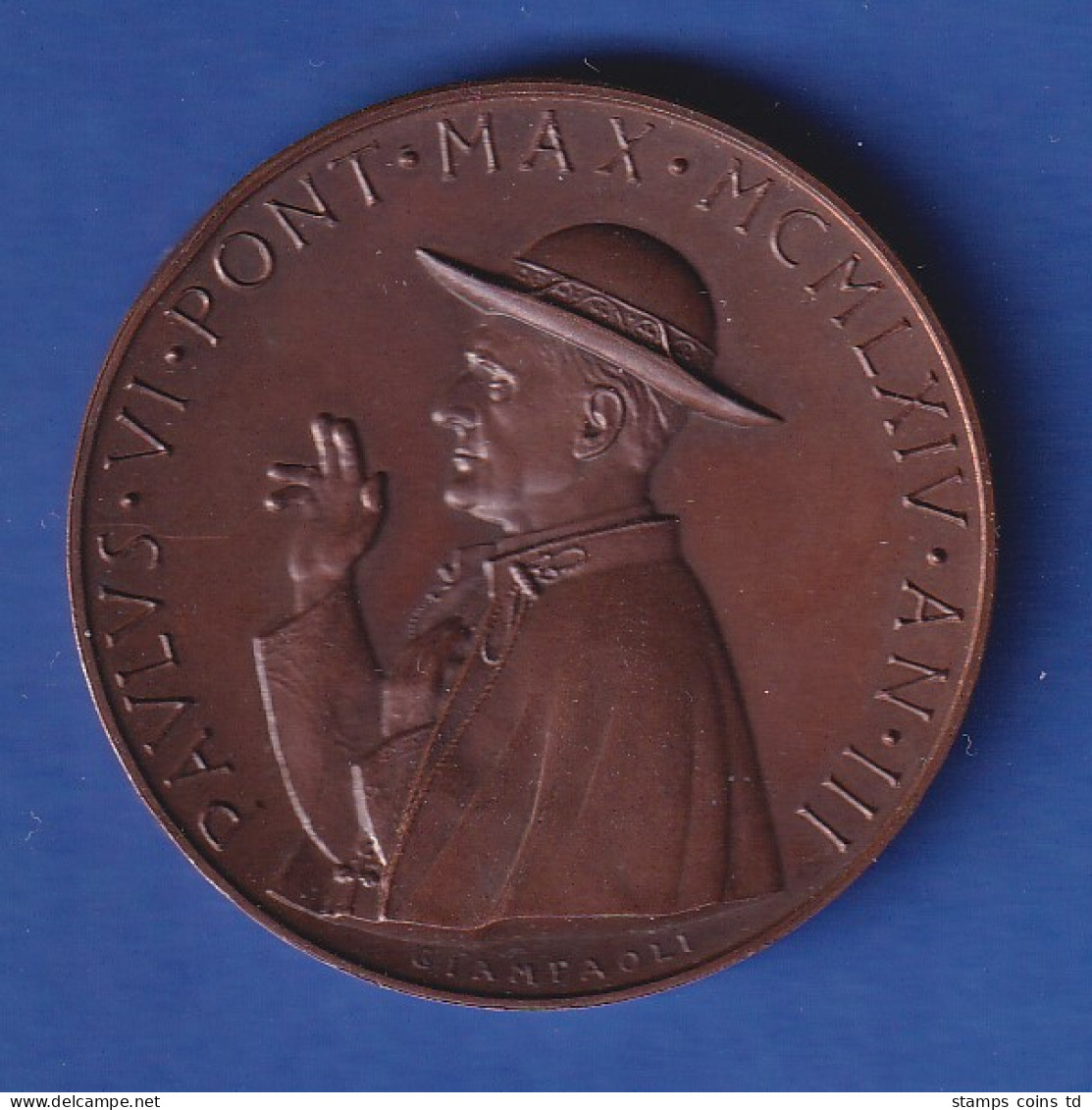 Medaille Italien 1964 Bronze - Papst Paul VI. - Gestaltet Von Pietro Giampaoli - Andere & Zonder Classificatie