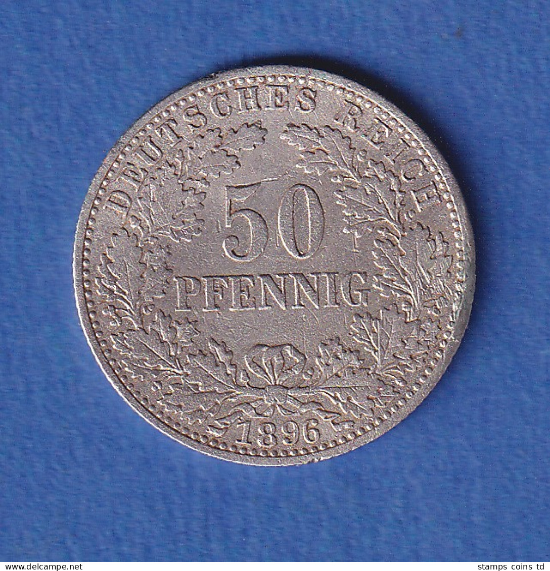 Deutsches Kaiserreich Silber-Kursmünze 50 Pfennig 1896 A (Eichenlaubkranz) Ss - Autres & Non Classés