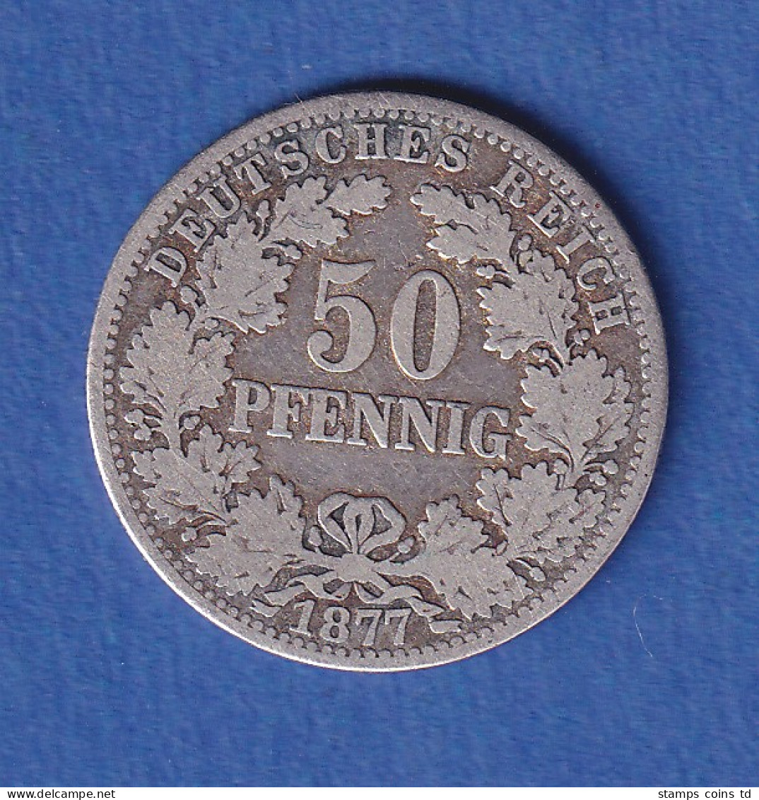 Deutsches Kaiserreich Silber-Kursmünze 50 Pfennig 1877 B Ss - Otros & Sin Clasificación