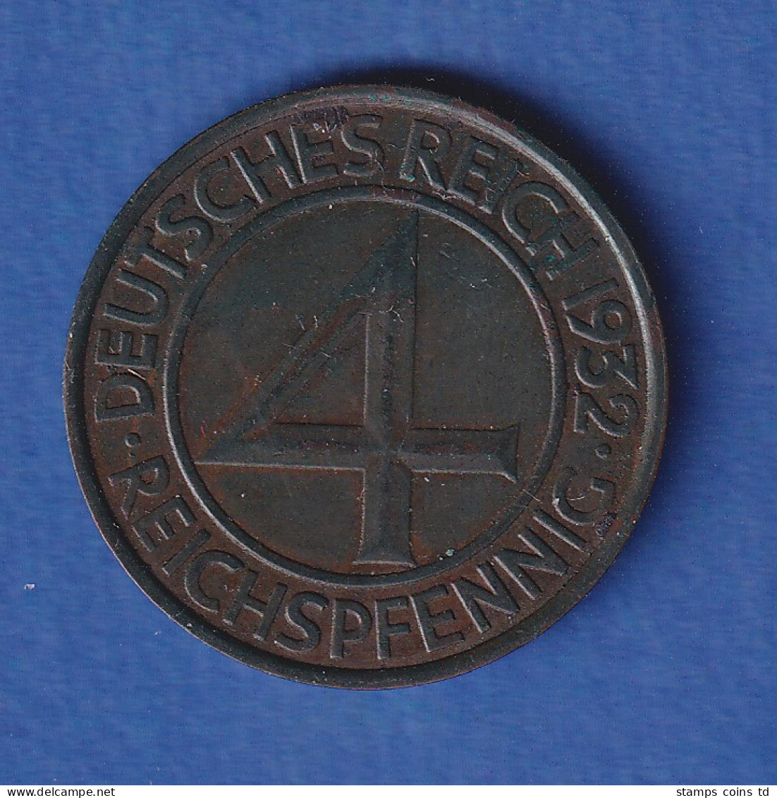 Deutsches Reich Kursmünze 4 Reichspfennig 1932 G - Autres & Non Classés