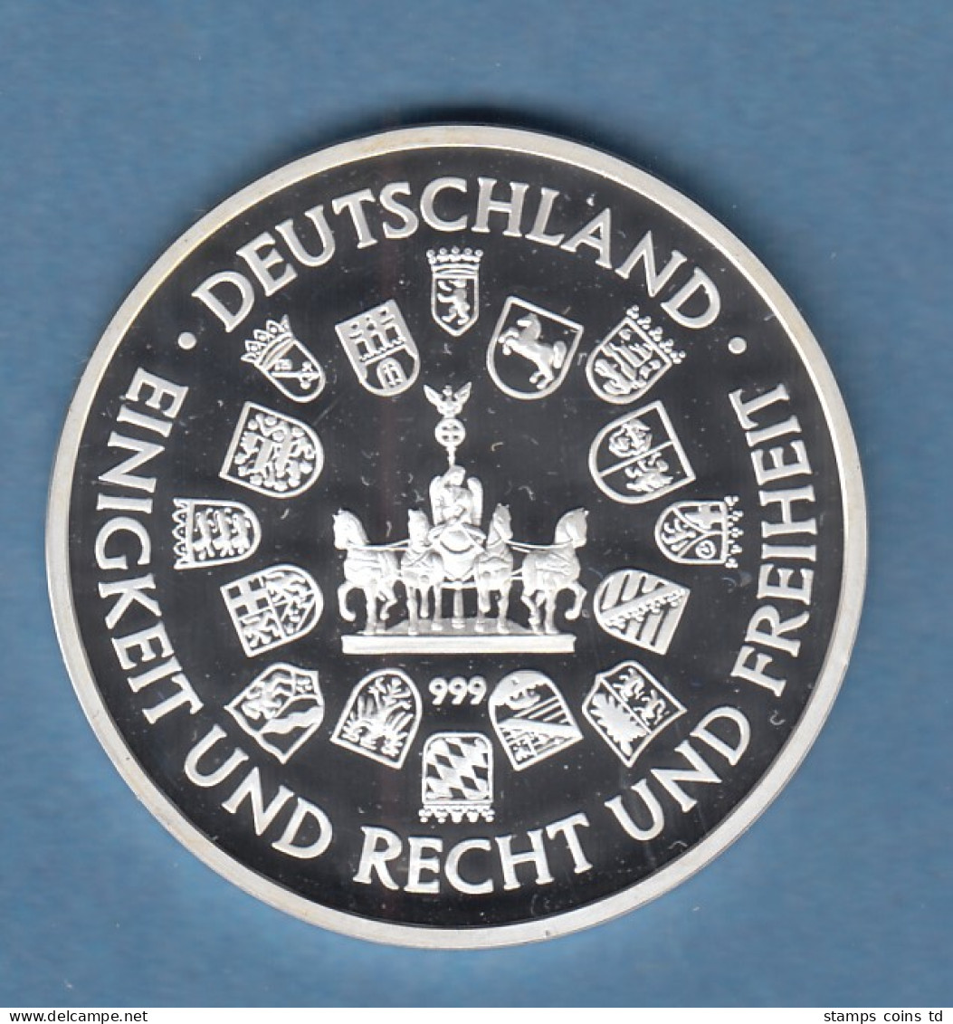 Silber-Medaille 25 Jahre Deutsche Einheit Berlin Brandenburger Tor 15g Ag 999 - Unclassified