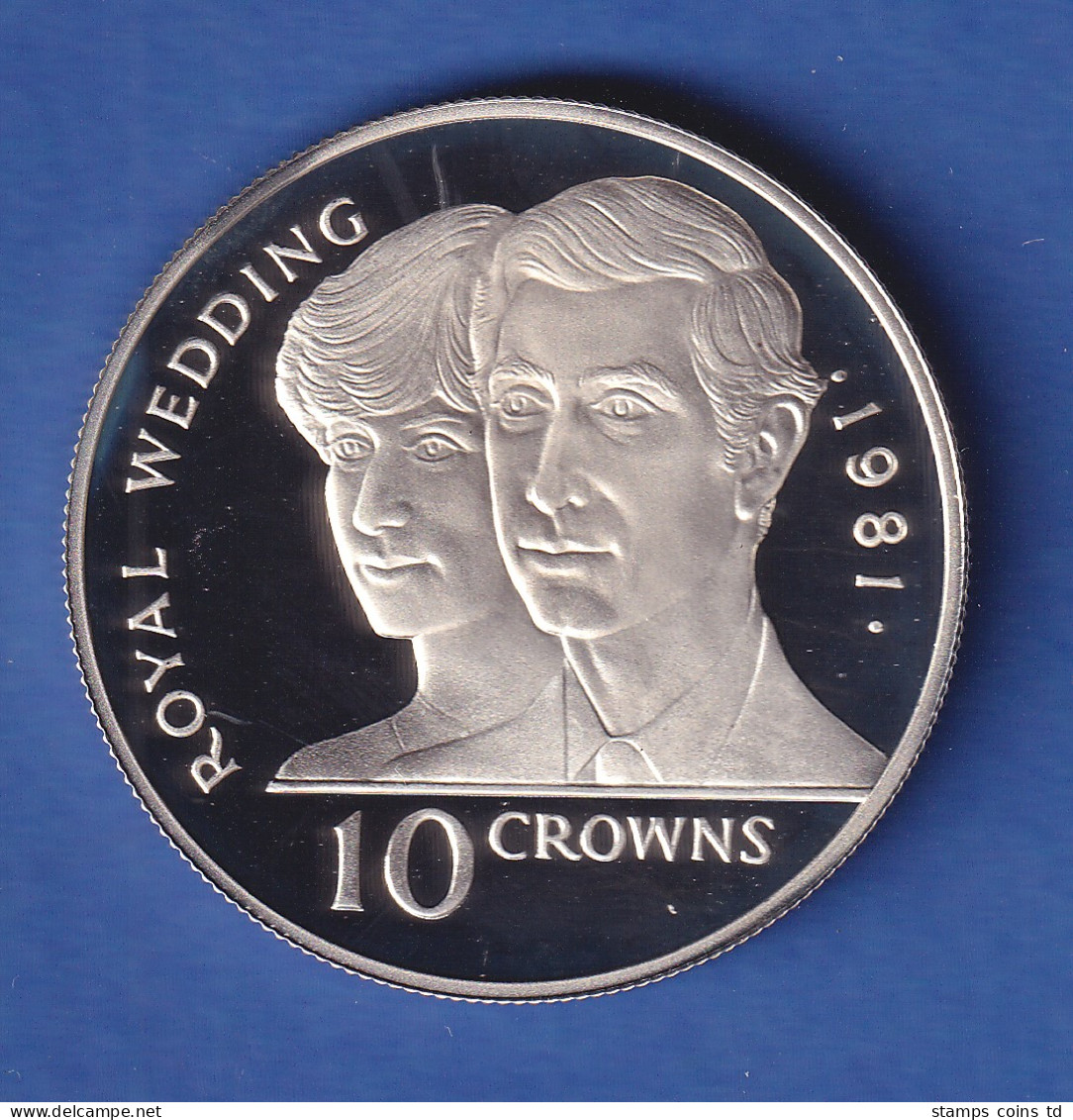 Turks And Caicos 1981 Hochzeit Von Prinz Charles Und Lady Diana 10 Crowns Ag925 - Otros – América