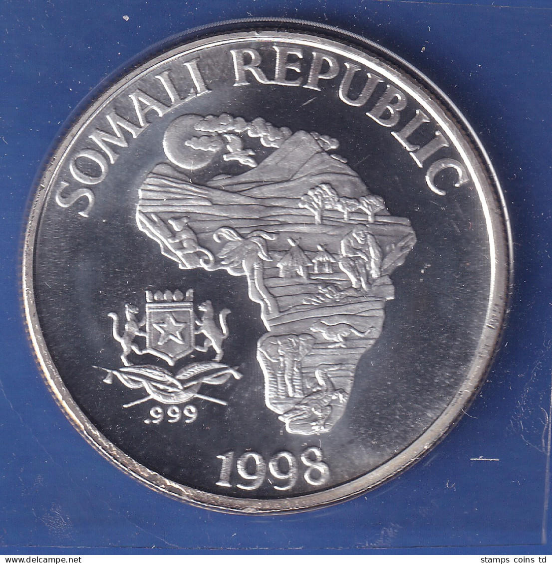 Somalia 1998 Silbermünze 10 Somalia-$ Gorilla 1 Unze 31,10g Ag999 Stg - Andere - Afrika