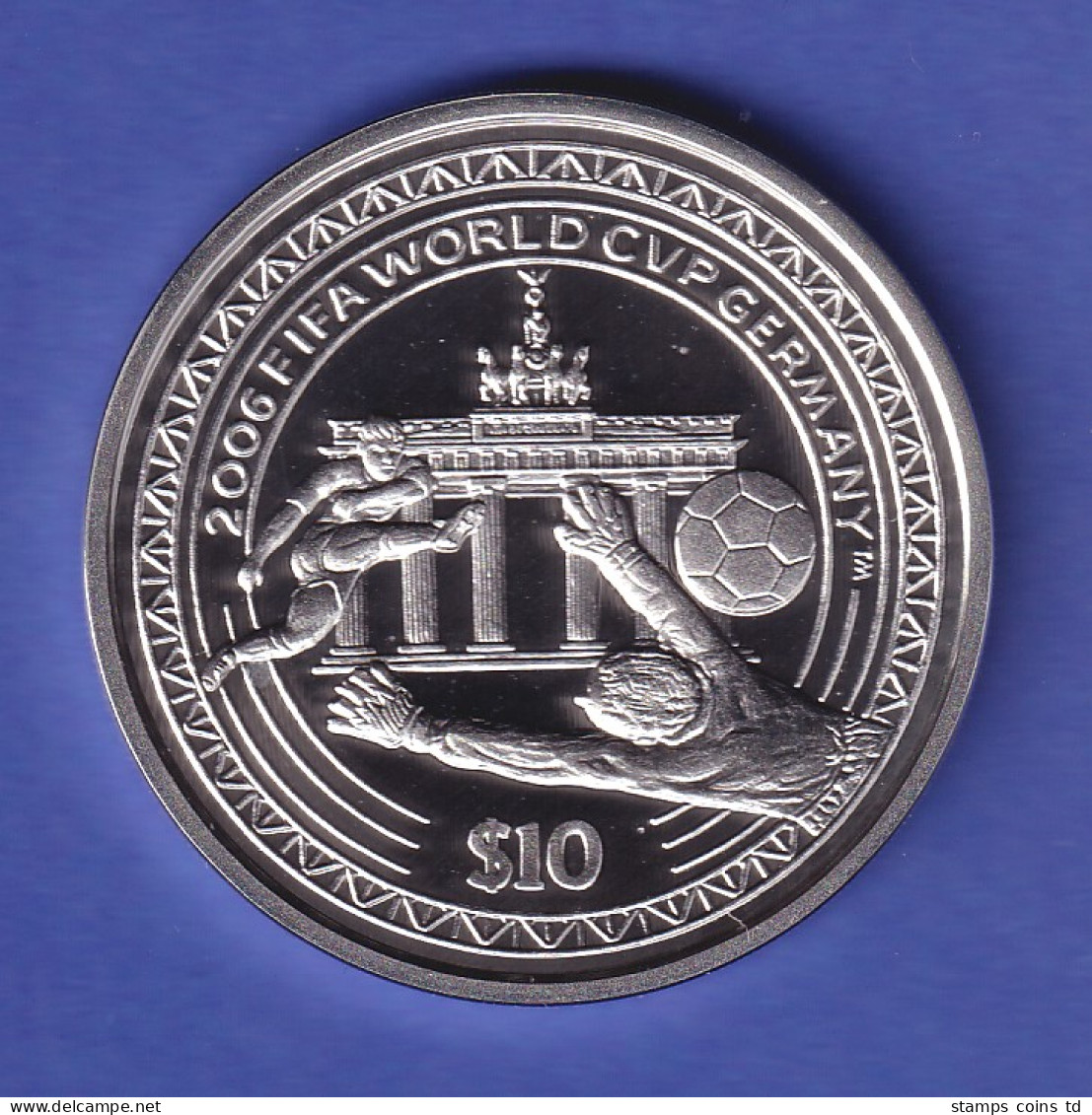 Sierra Leone Silbermünze 10 $ Fußball-Weltmeisterschaft 2006 PP - Sonstige – Afrika