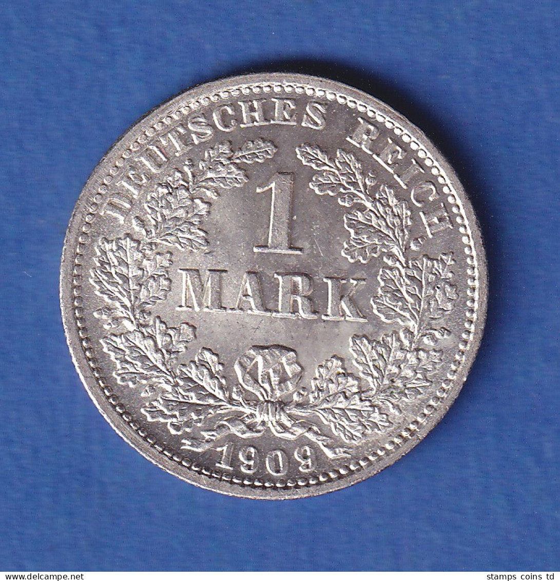 Deutsches Kaiserreich Silber-Kursmünze 1 Mark 1909 D Stg - Autres & Non Classés
