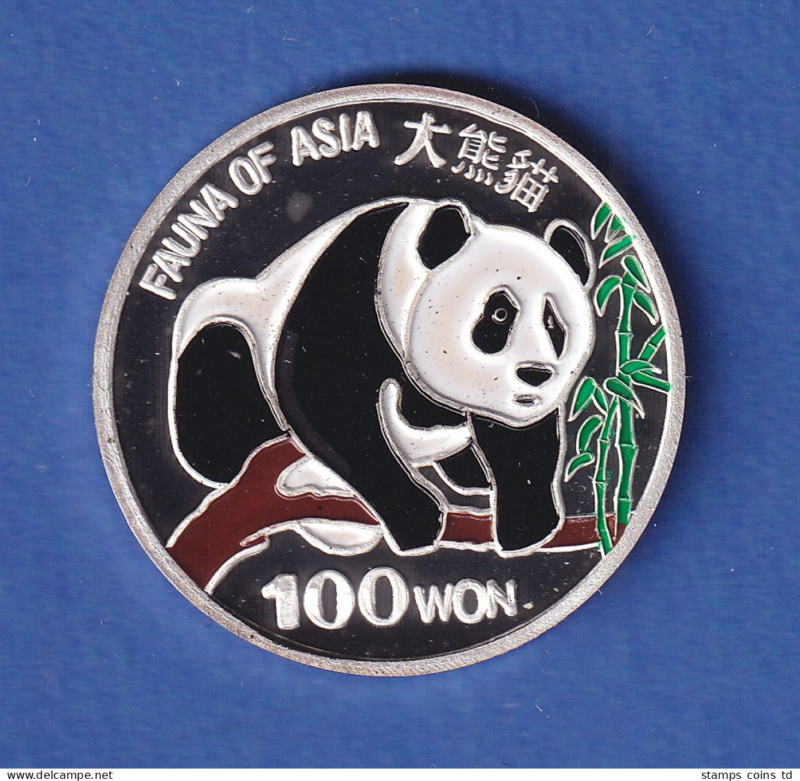 Nordkorea 1999 Silbermünze 100 Won Pandas Teilkoloriert 7g Ag999 PP - Autres – Asie