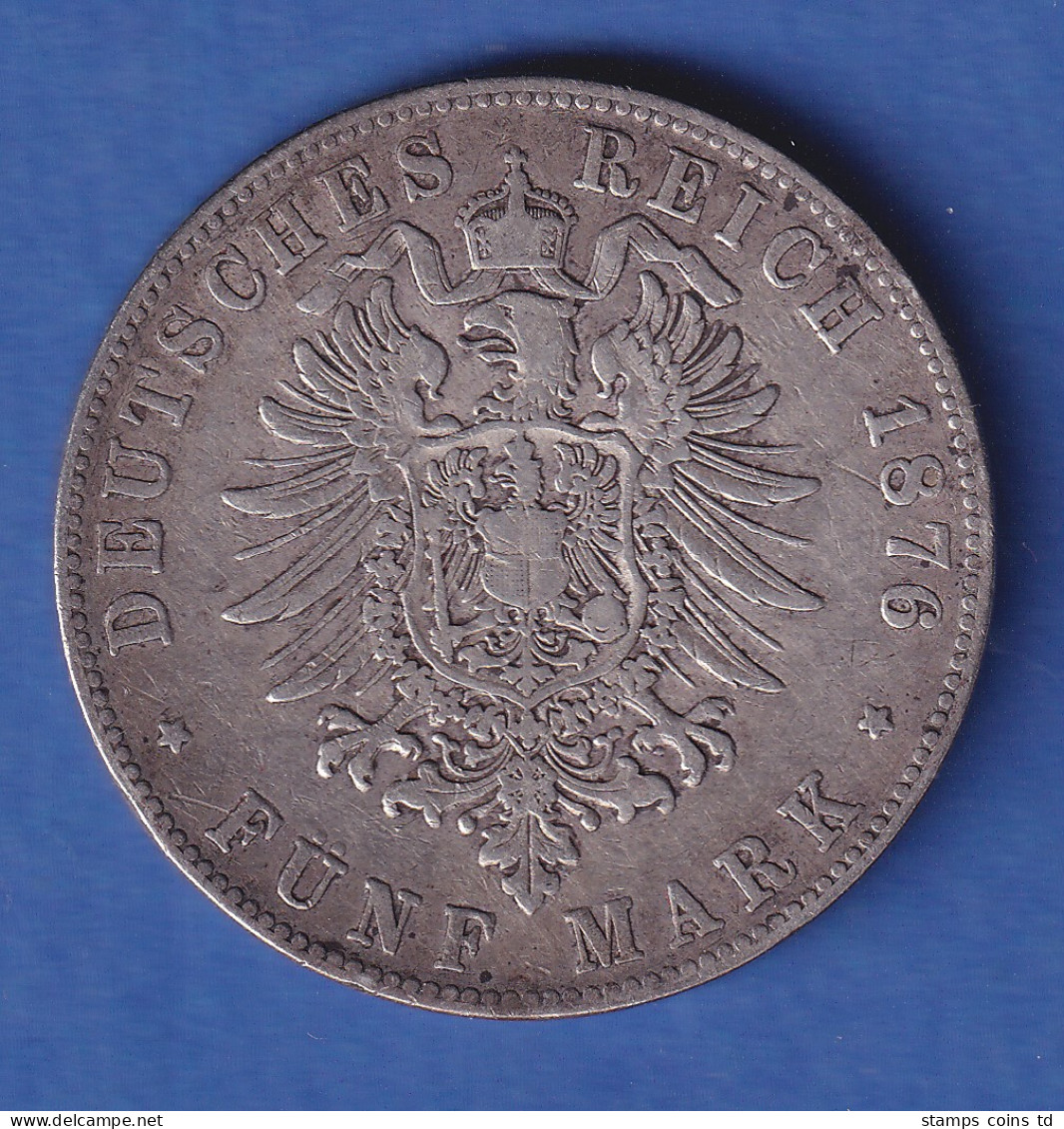 Dt. Kaiserreich - Baden Grossherzog Friedrich Silbermünze 5 Mark 1876 G - Sonstige & Ohne Zuordnung