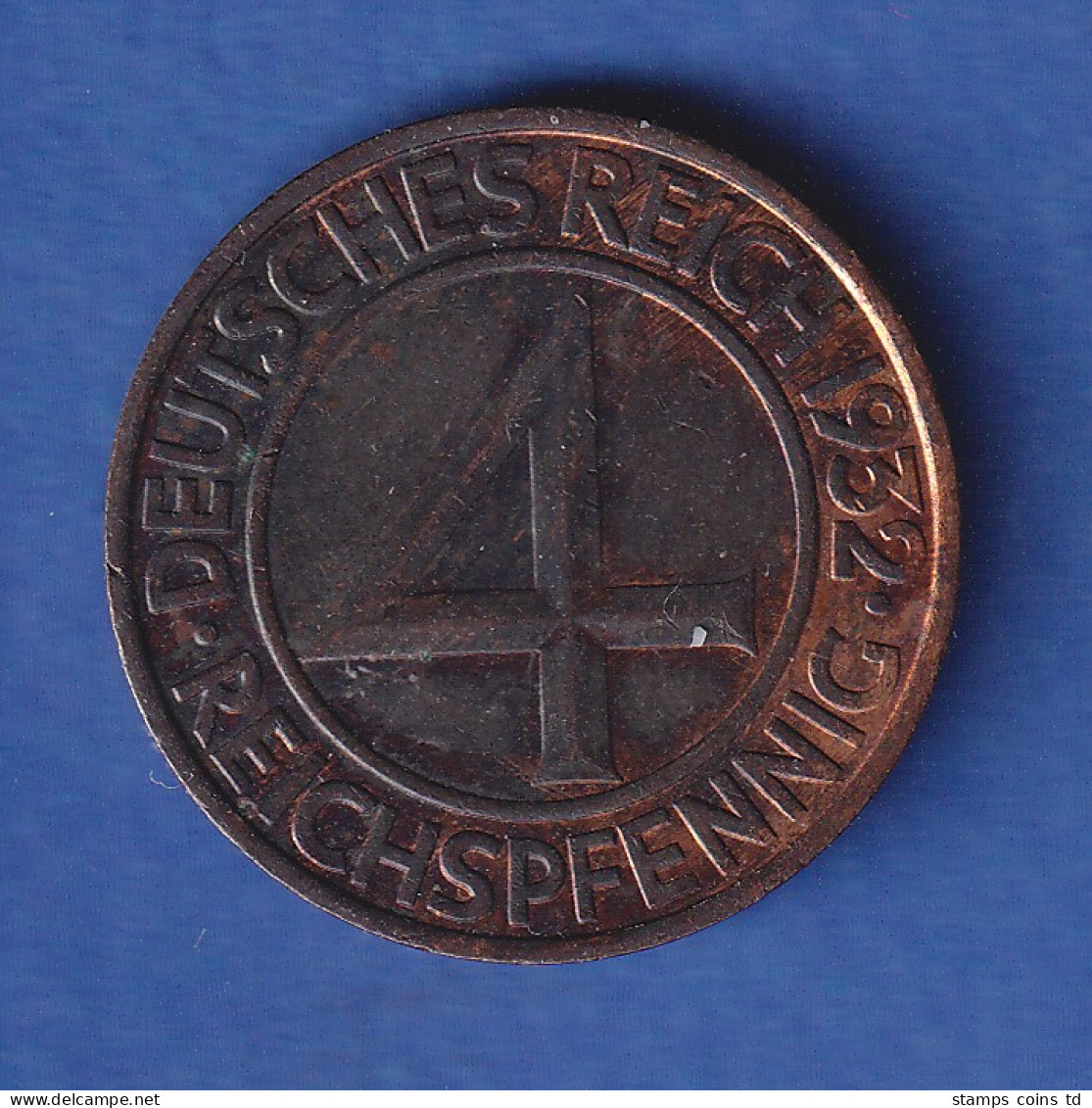 Deutsches Reich Kursmünze - 4 Reichspfennig 1932 F Ss-vz - Other & Unclassified