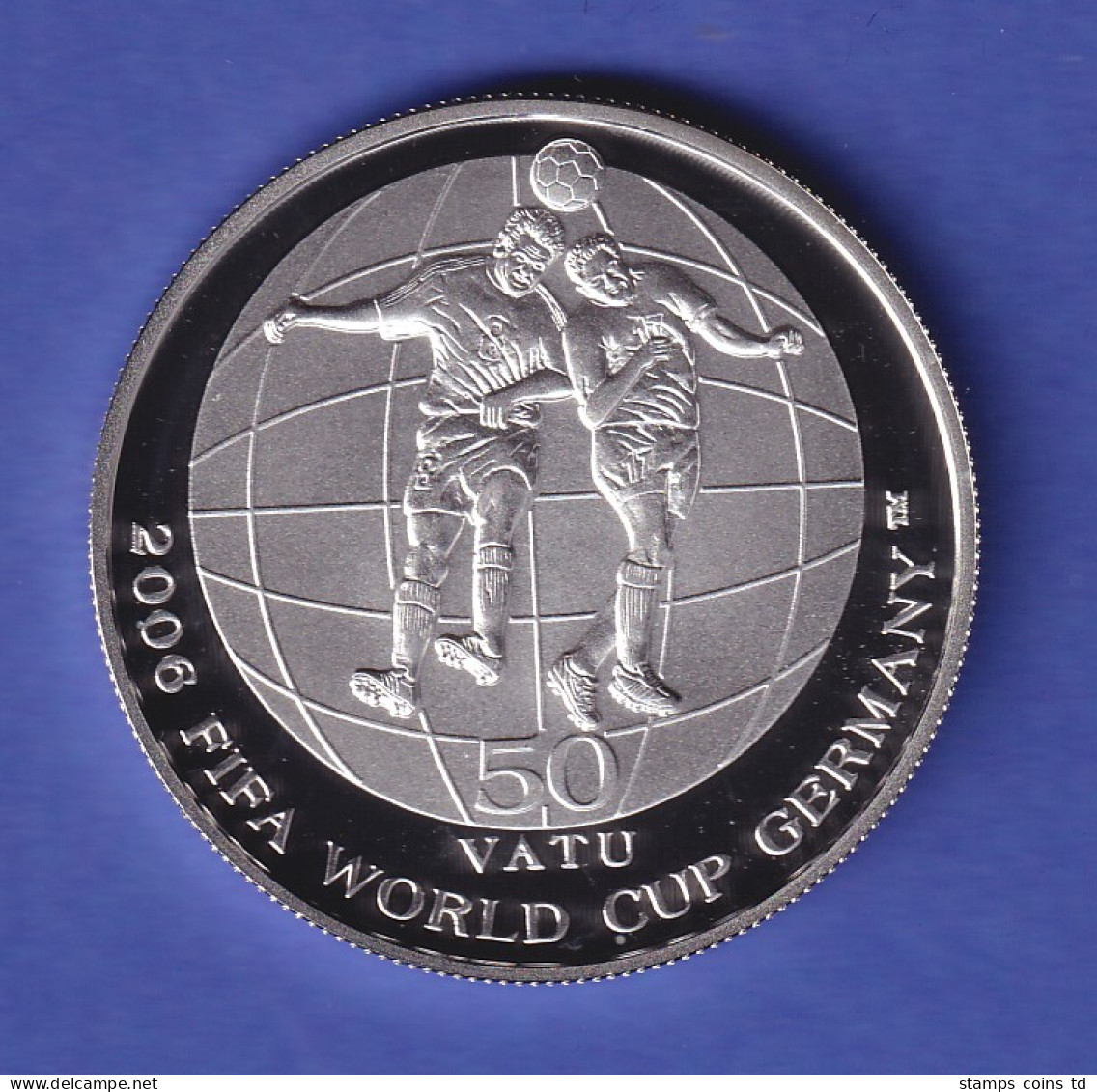 Vanuatu Silbermünze 50 Vatu Fußball-Weltmeisterschaft 2006 PP - Sonstige – Ozeanien