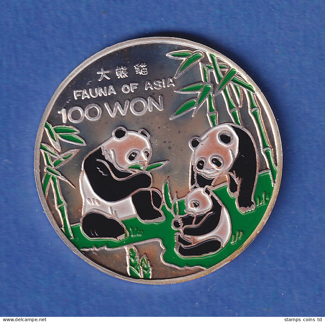 Nordkorea 1998 Silbermünze 100 Won Pandas Teilkoloriert 7g Ag999 PP - Altri – Asia