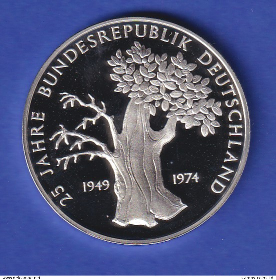 Silbermedaille 25 Jahre Bundesrepublik Deutschland - Eiche 1974 Ca. 25g Ag925 - Ohne Zuordnung