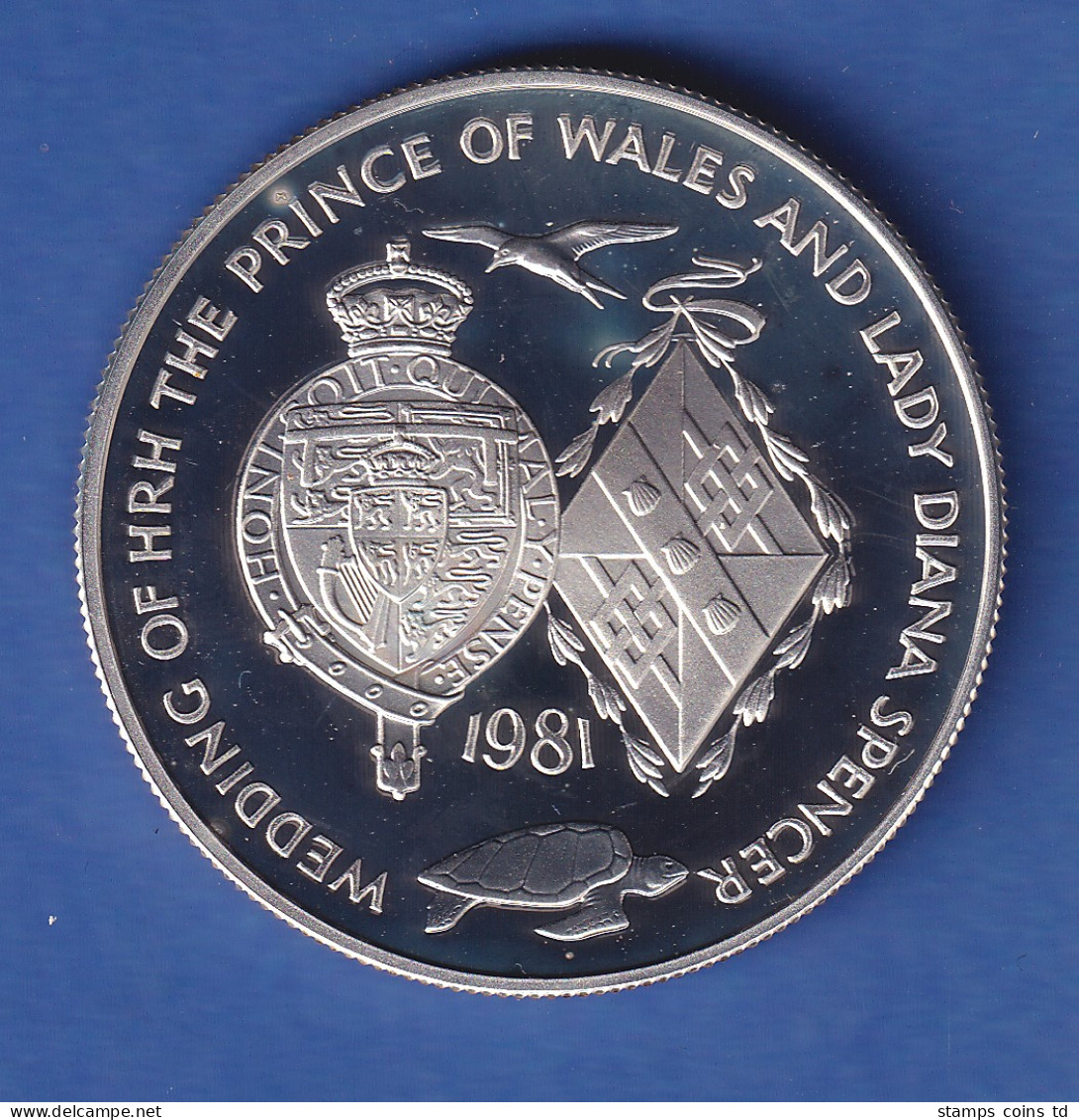 Ascension Islands 1981 Hochzeit Von Prinz Charles Und Lady Diana 25 Pence Ag925 - Other & Unclassified