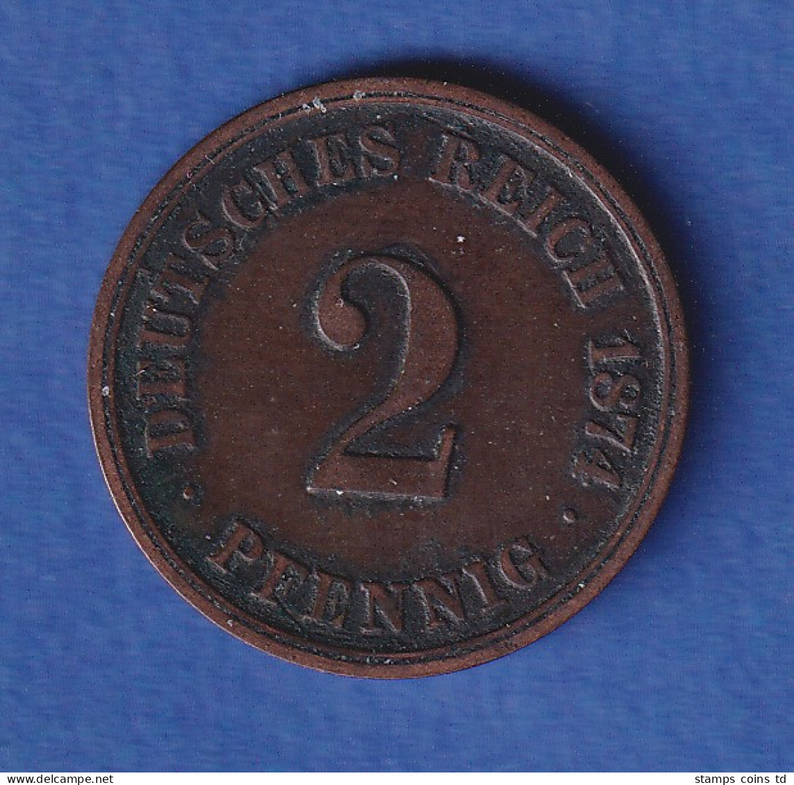 Deutsches Reich Kursmünze 2 Pfennig 1874 G Ss - Otros & Sin Clasificación