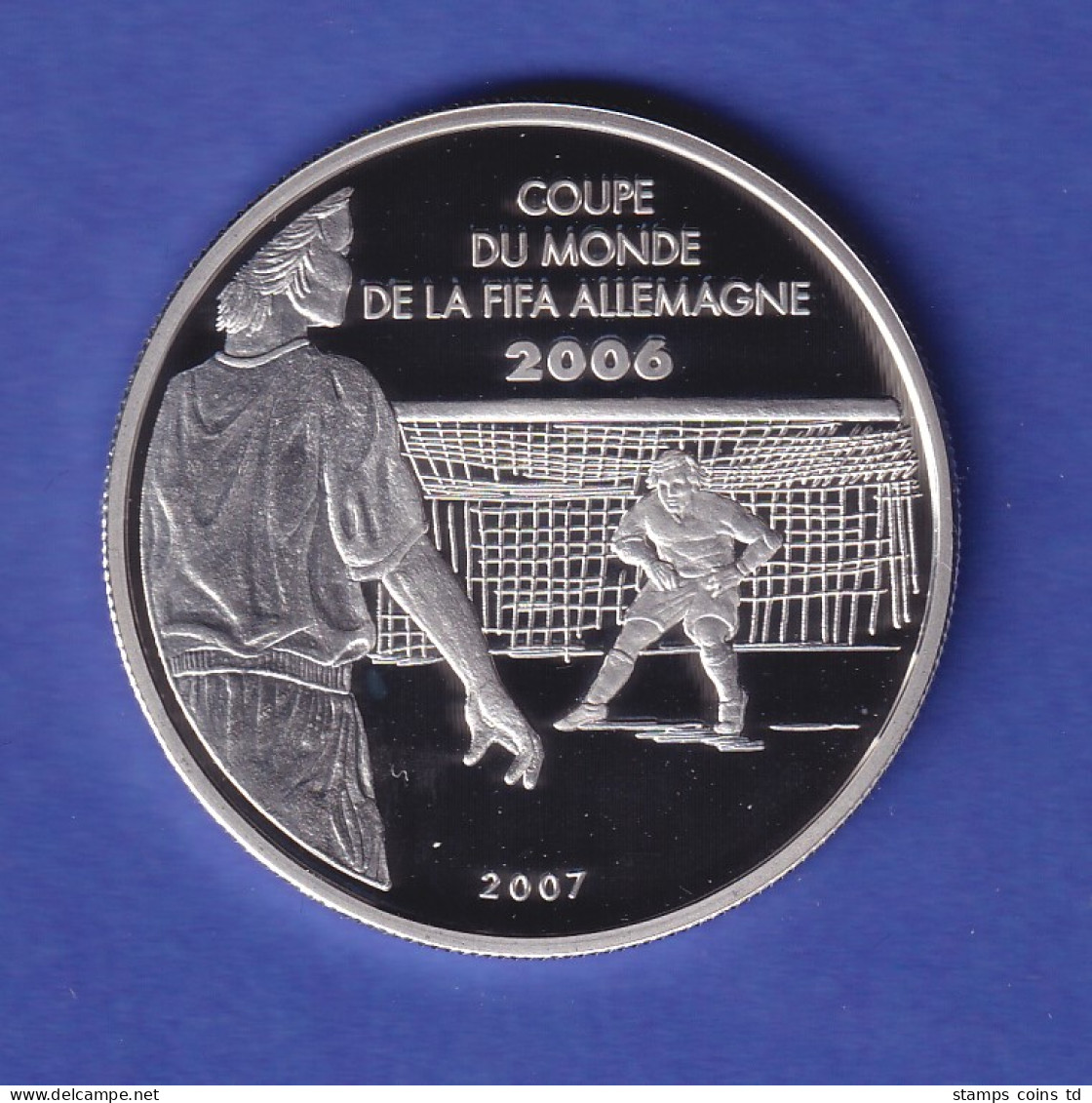 Elfenbeinküste 2007 Silbermünze 1000 Fr Fußball-WM 2006 Elfmeter PP - Autres – Afrique