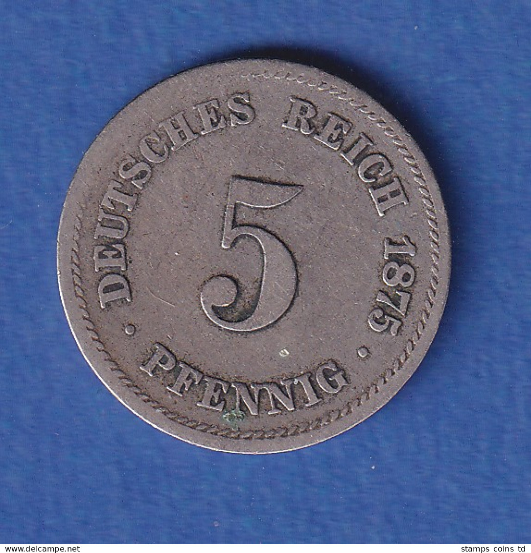 Deutsches Reich Kursmünze 5 Pfennig 1875 J Ss - Sonstige & Ohne Zuordnung