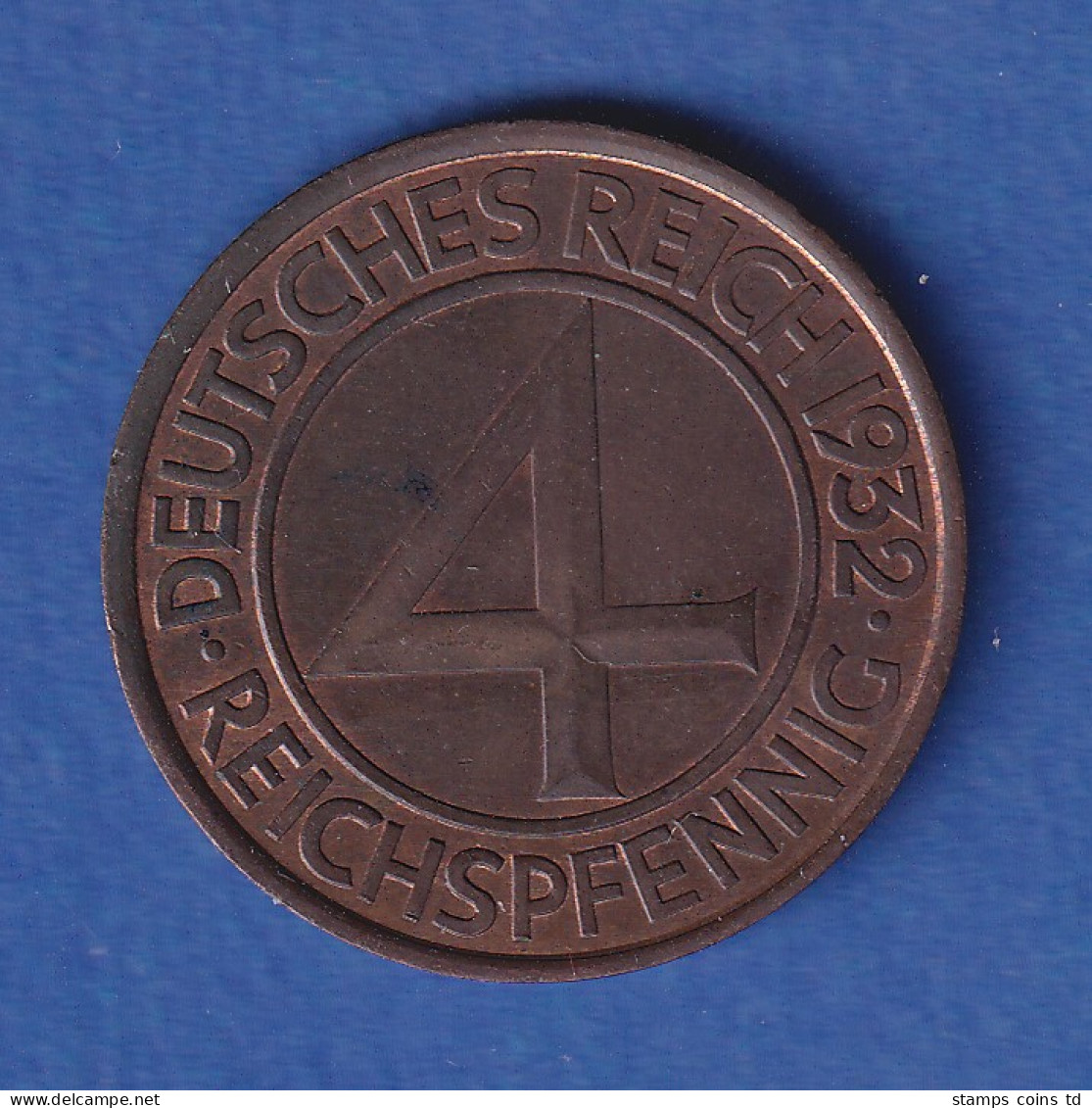 Deutsches Reich Kursmünze 4 Reichspfennig 1932 E - Andere & Zonder Classificatie