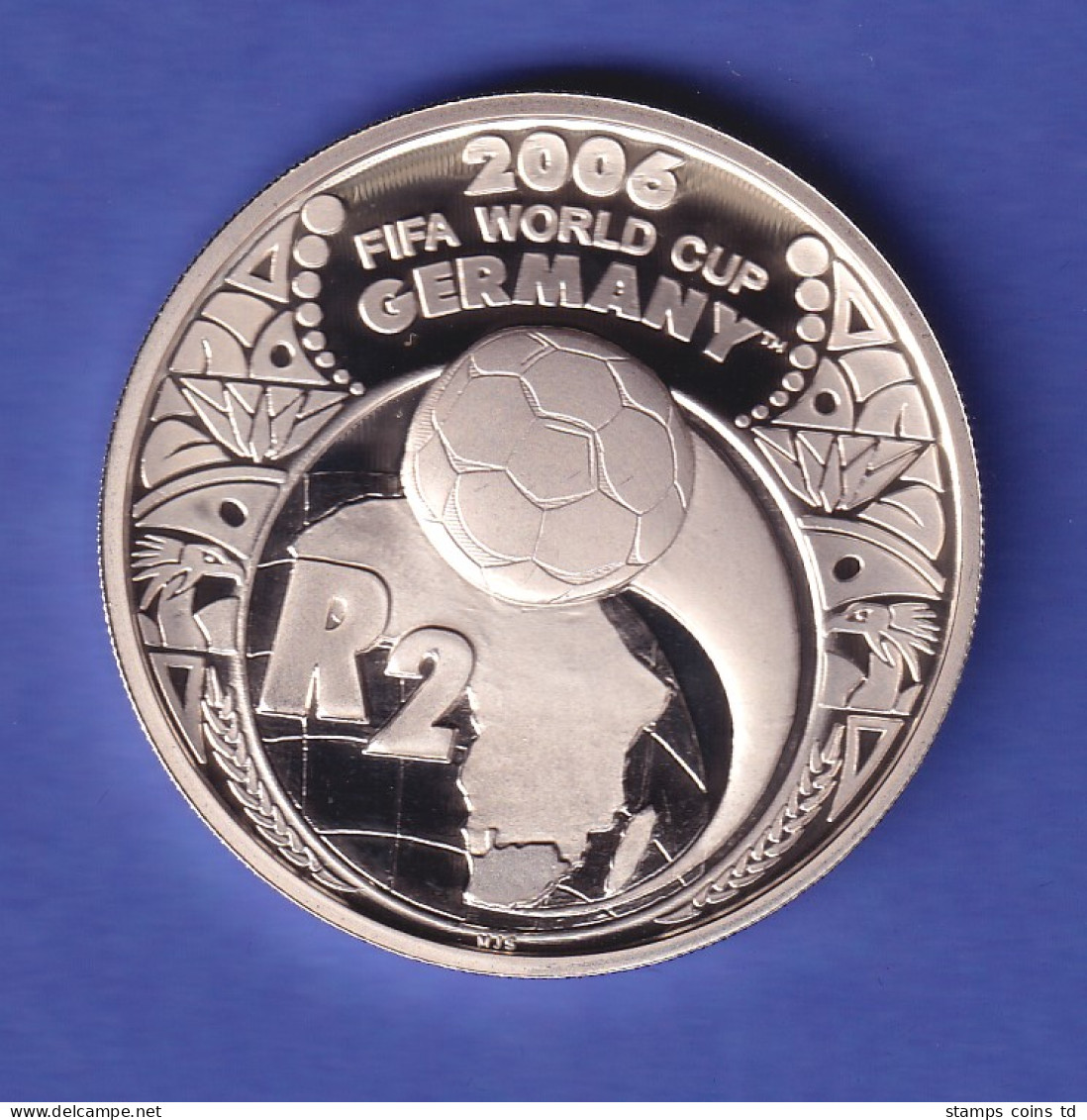 Südafrika 2005 Silbermünze 2 Rand Fußball-Weltmeisterschaft 2006 PP - Autres – Afrique