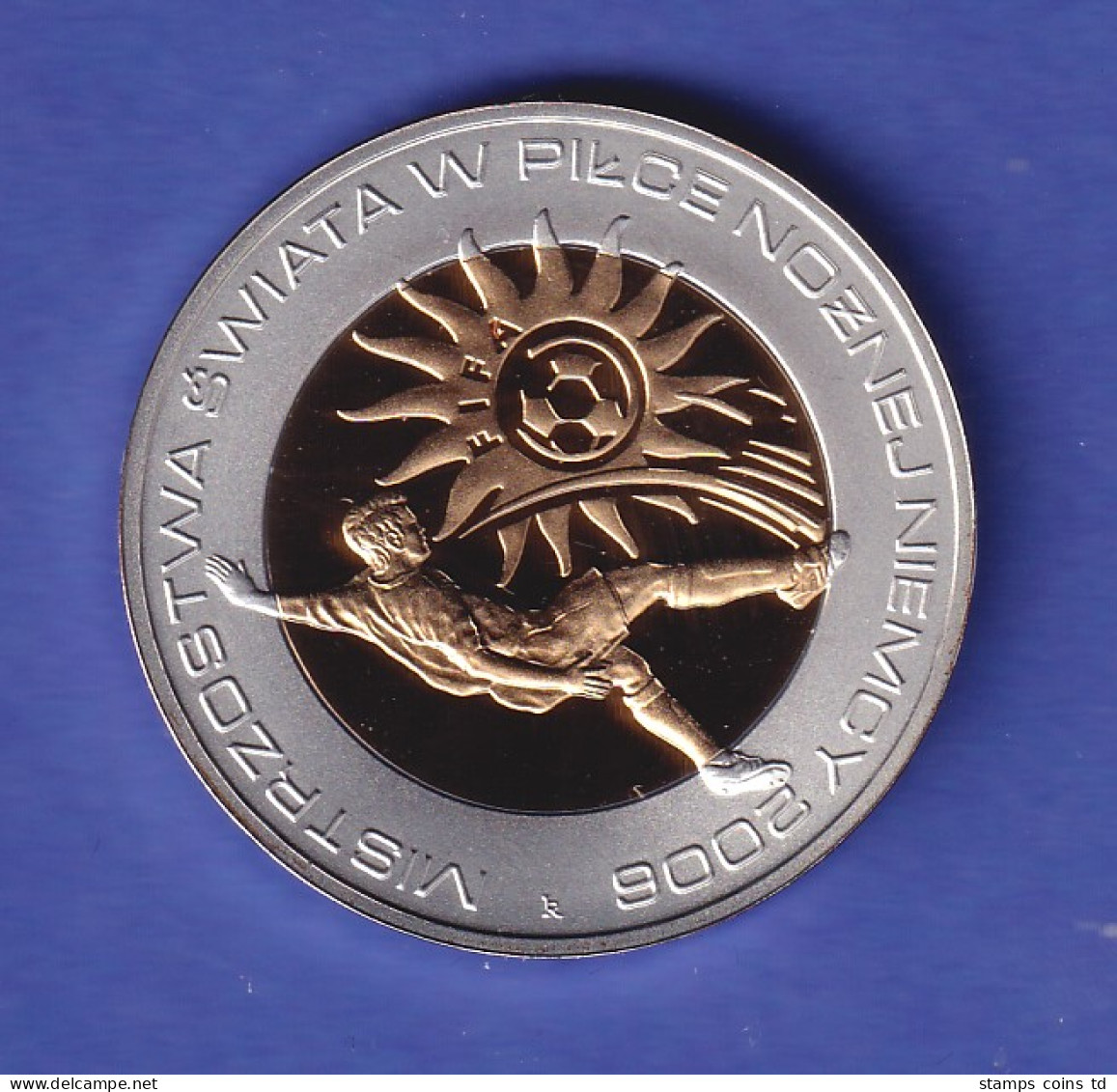 Polen Silbermünze 10 Złotych Fußball-Weltmeisterschaft 2006 Teilvergoldet PP - Pologne