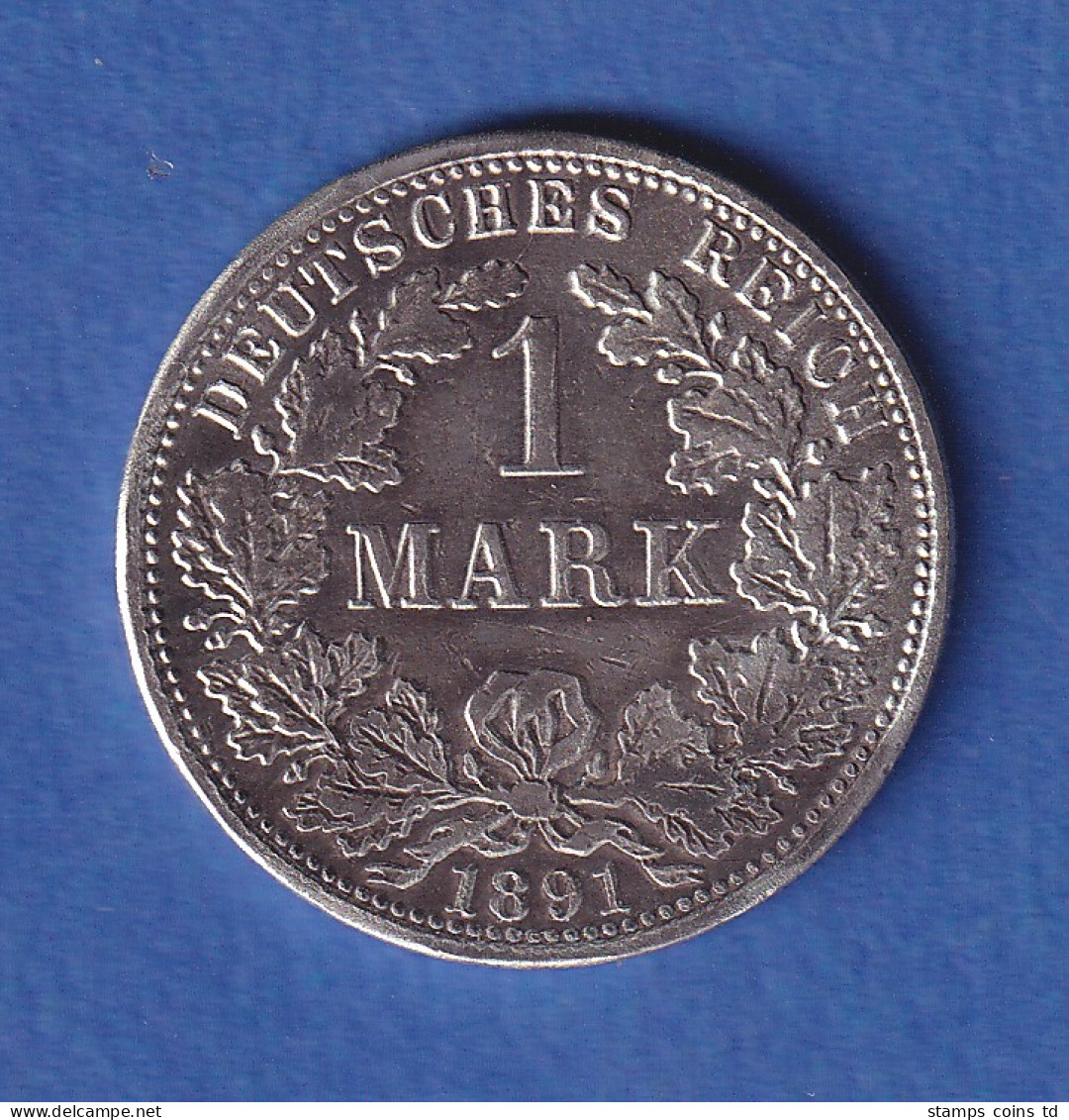 Deutsches Kaiserreich Silber-Kursmünze 1 Mark 1891 A - Andere & Zonder Classificatie