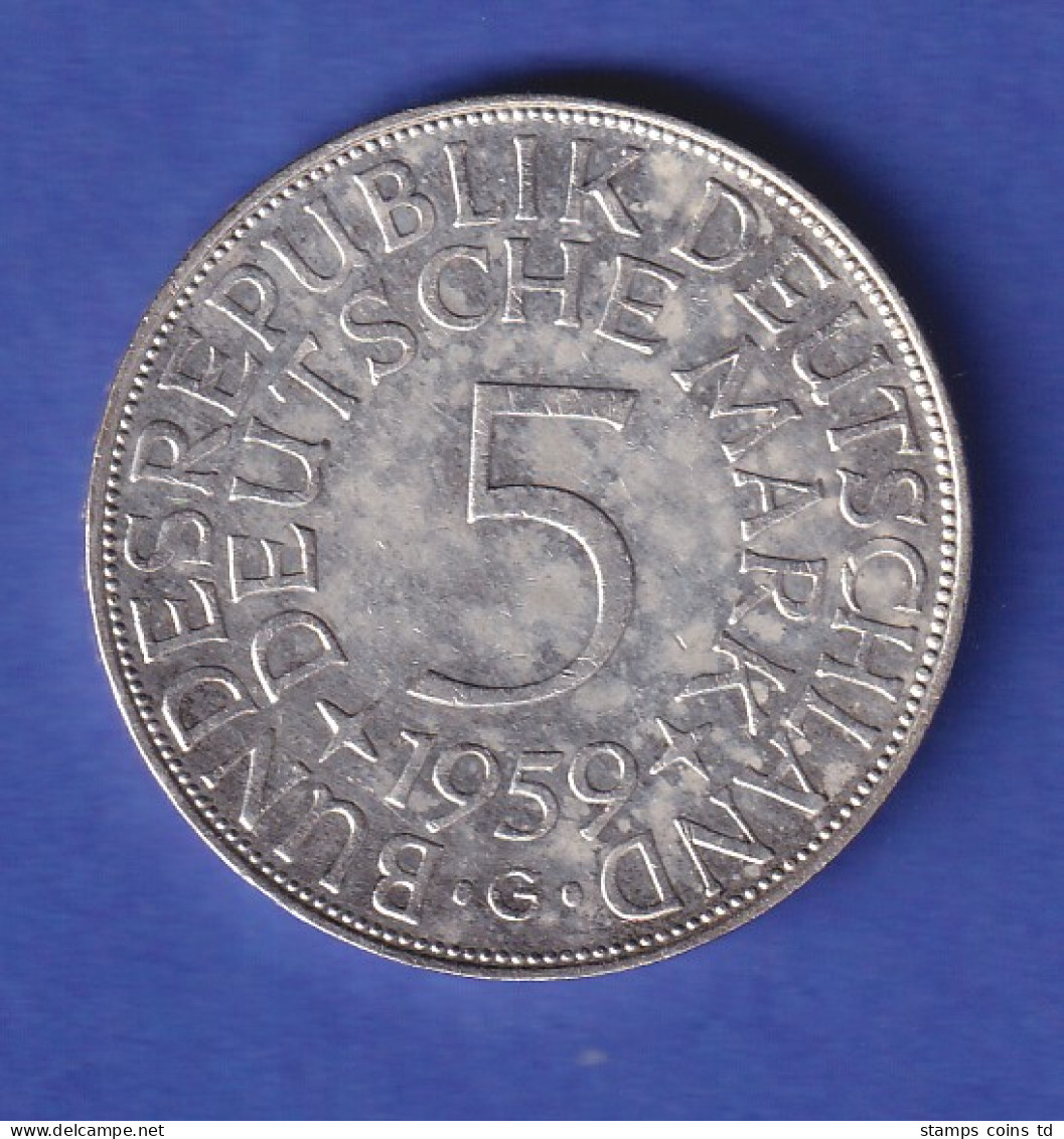 Bundesrepublik Kursmünze 5 Mark Silber-Adler 1959, G - Andere & Zonder Classificatie