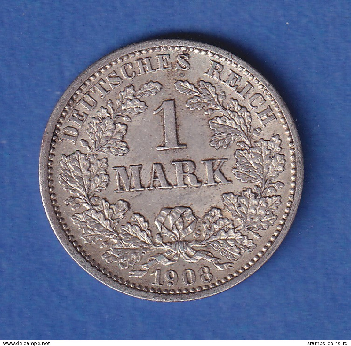 Deutsches Kaiserreich Silber-Kursmünze 1 Mark 1908 D - Andere & Zonder Classificatie