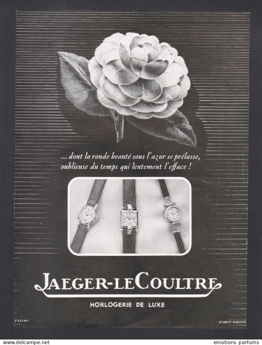 Pub 1950 MONTRE Horlogerie Jaeger Lecoultre  Montres Le Coultre Suisse Fleur Rose - Publicités