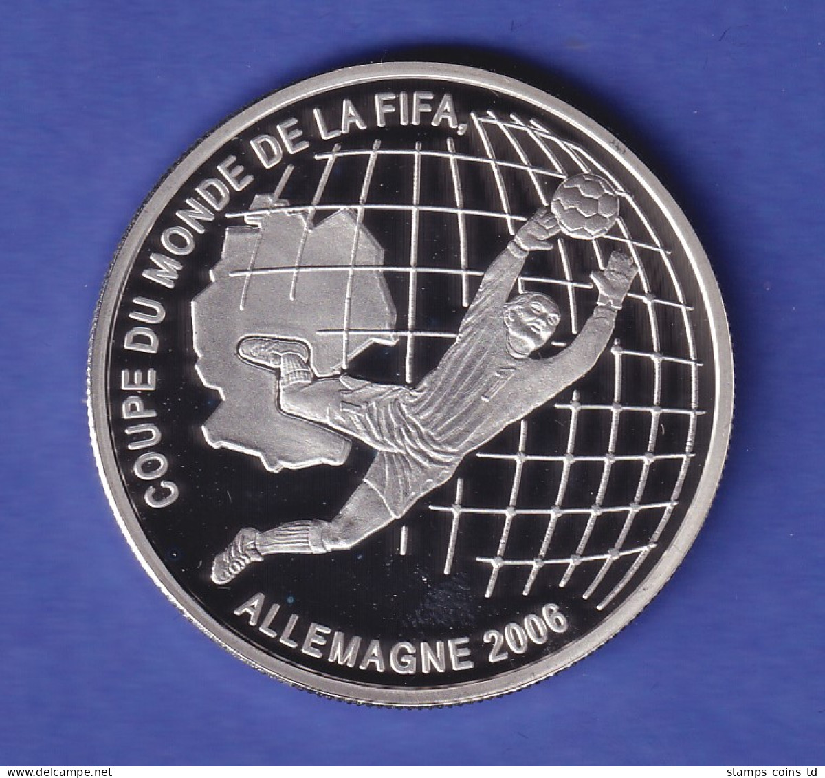 Benin Silbermünze 1000 Francs Fußball-WM 2006 Torwart PP - Autres – Afrique