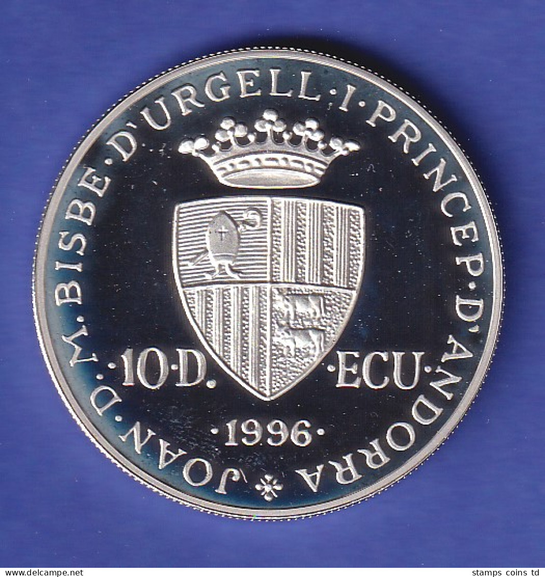 Andorra Silbermünze 10 Diners Kaiser Karl Der Große 1996 PP - Andorra