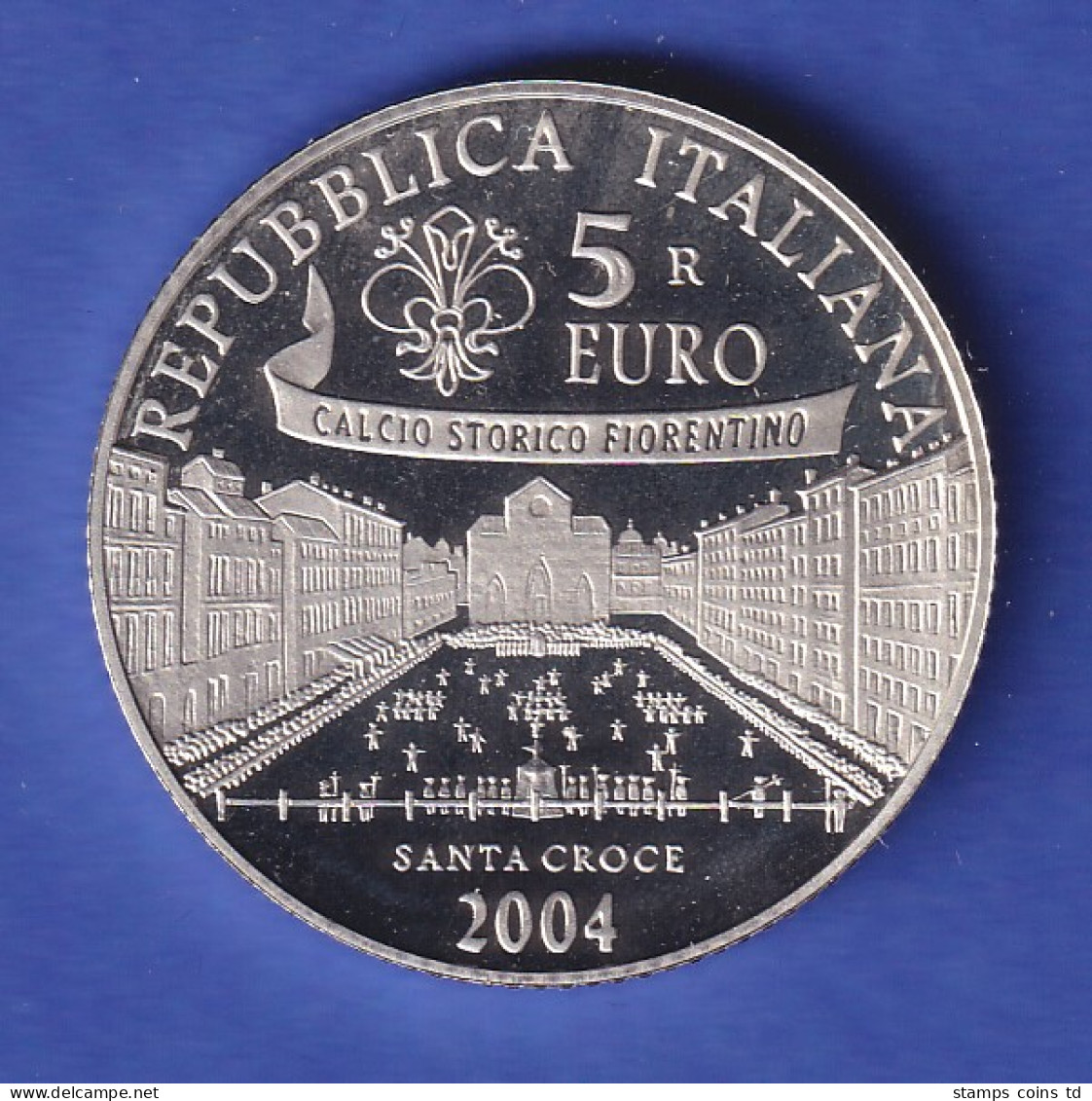 Italien Silbermünze 5 Euro Fußball-WM In Deutschland 2004 PP - Croacia