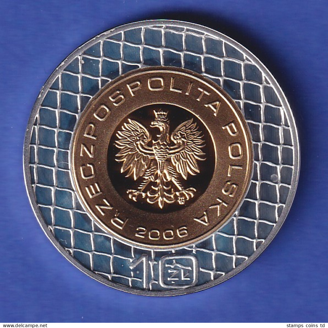 Polen Silbermünze 10 Złotych Fußball-WM In Deutschland 2006 Teilvergoldet PP - Poland