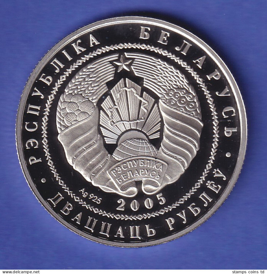 Weißrussland 2005 Silbermünze 20 Rubel Fußball-Weltmeisterschaft 2006 PP - Bielorussia