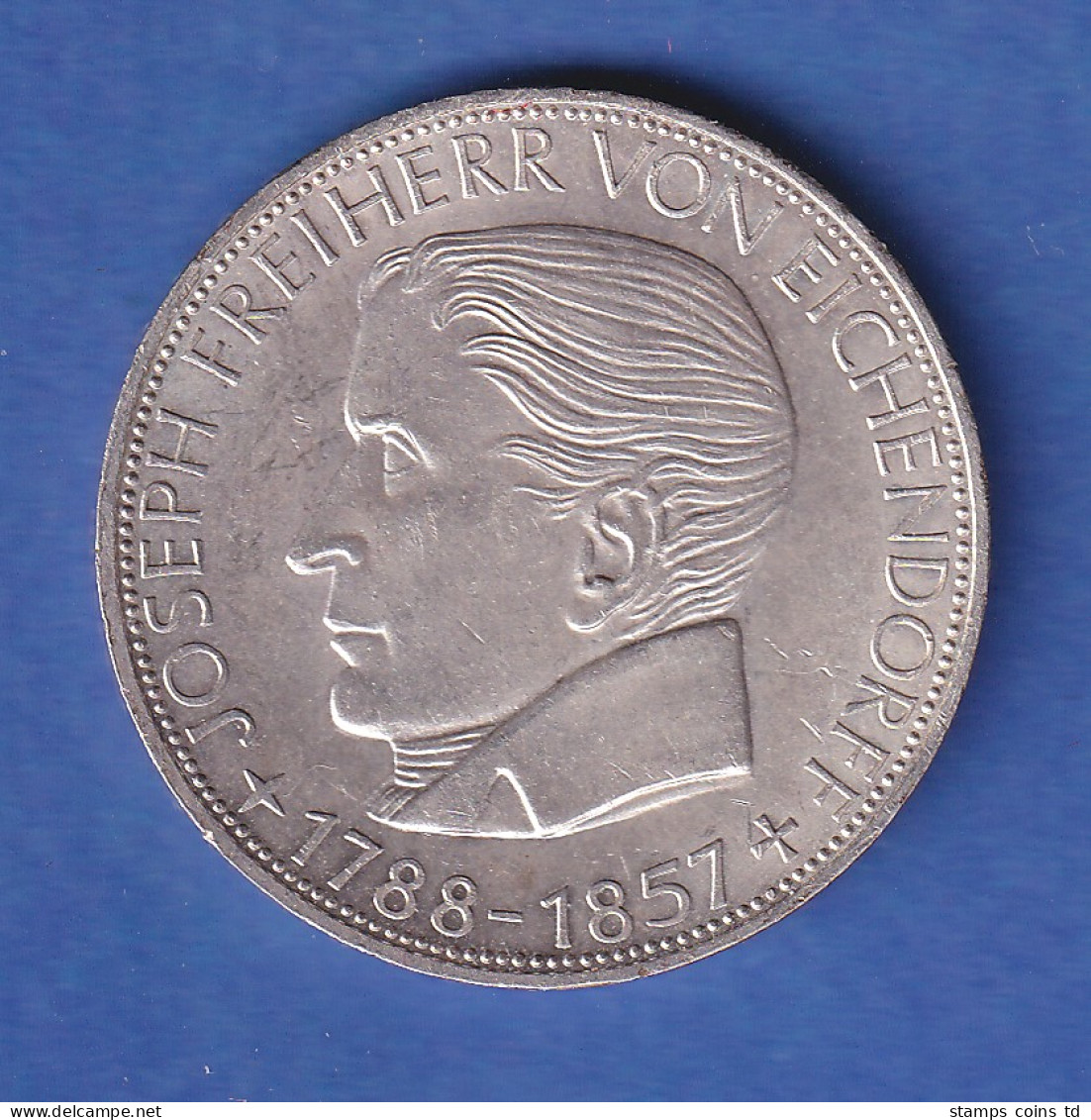  5DM Silber-Gedenkmünze 1957 Joseph Freiherr Von Eichendorff, Vorzügliche Erh. - 5 Marchi