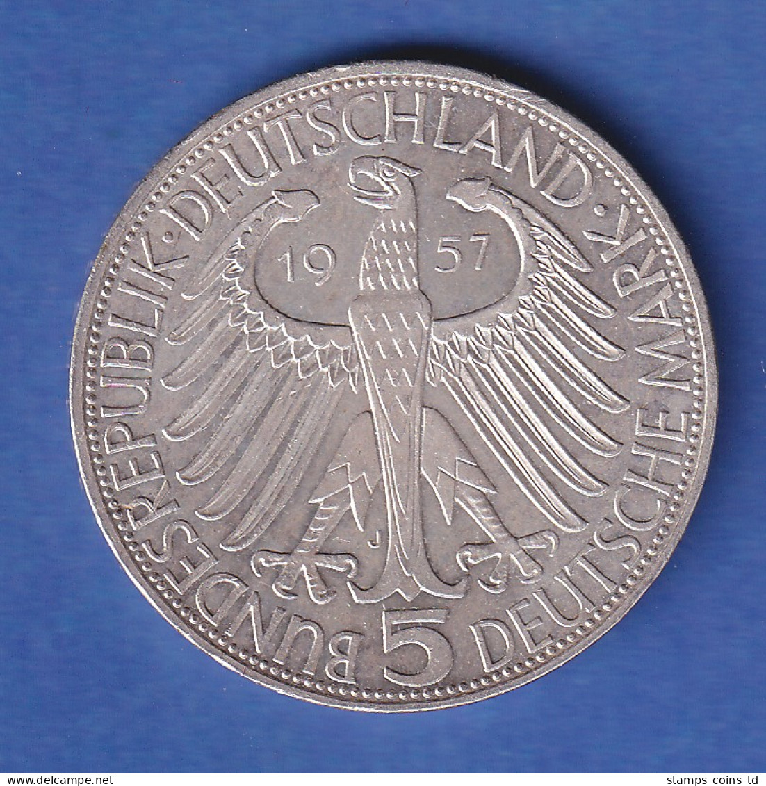  5DM Silber-Gedenkmünze 1957 Joseph Freiherr Von Eichendorff, Vorzügliche Erh. - 5 Marcos