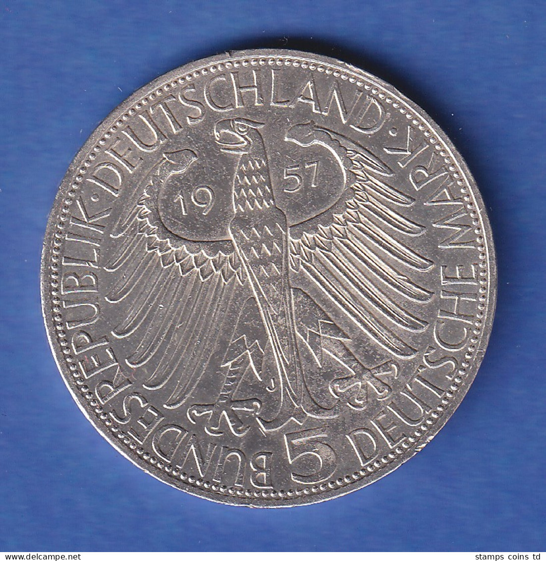  5DM Silber-Gedenkmünze 1957 Joseph Freiherr Von Eichendorff.  Vorzügliche Erh. - 5 Mark