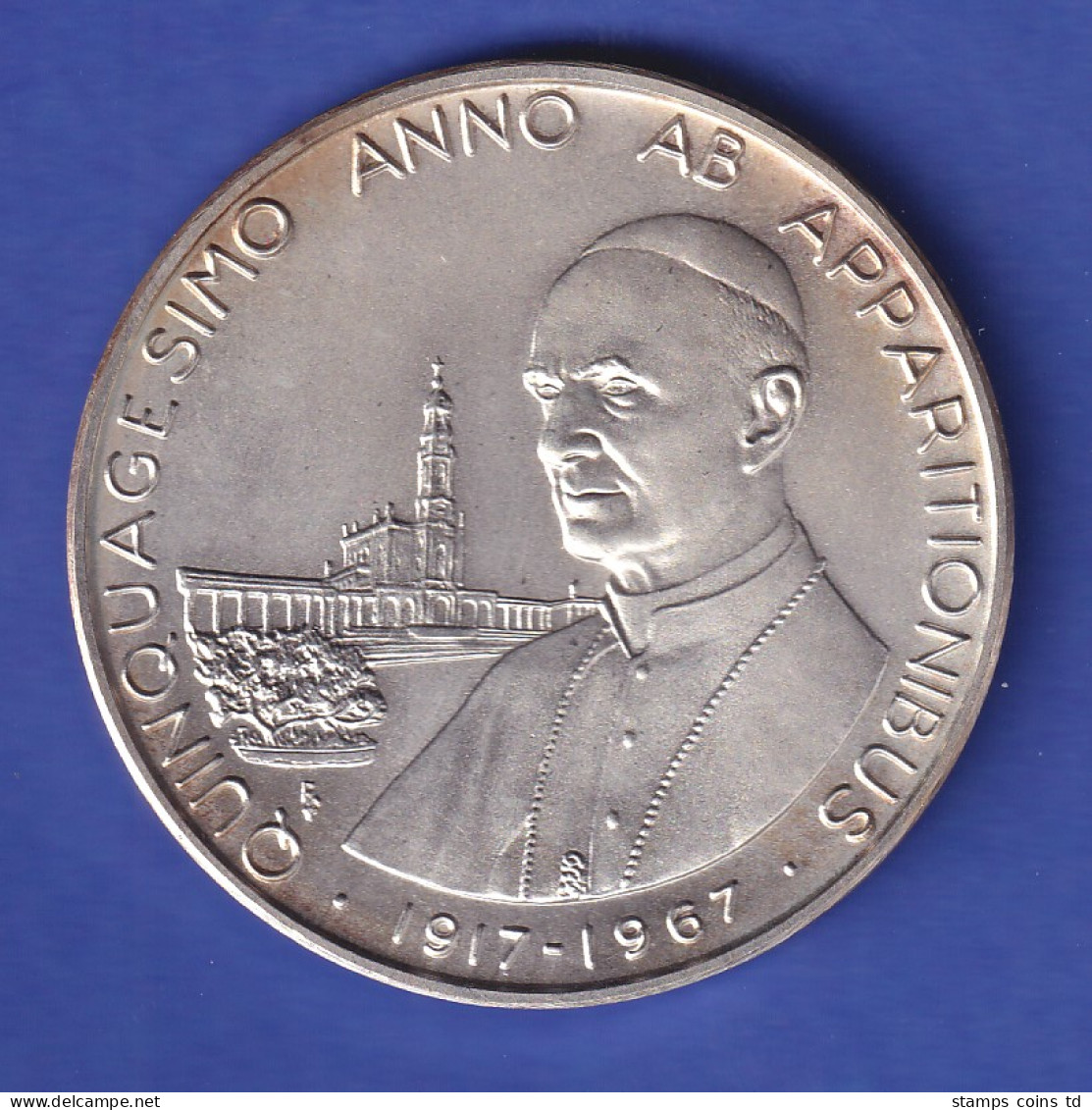 Silbermedaille Papst Paul VI. - 50 Jahre Marienerscheinung In Fatima 1967 - Non Classificati