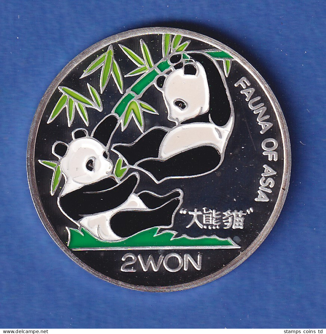 Nordkorea 2000 Silbermünze 2 Won Pandas Teilkoloriert 7g Ag999 PP - Andere - Azië